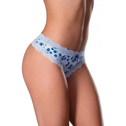 Sweet Treats Crotchless Thong W/wicked Sensual Care Blueberry Lube - Blue L/xl