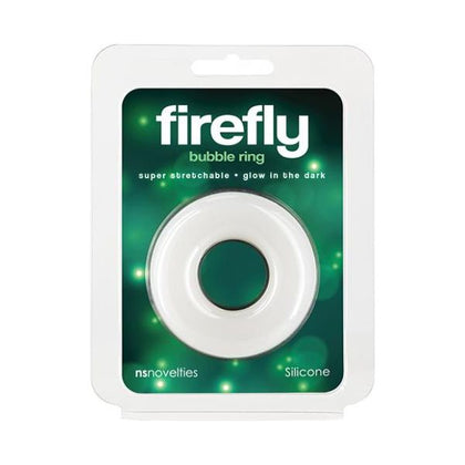 Firefly Silicone Glow In The Dark Bubble Cock Ring - Large, Male Pleasure, White - Adult Naughty Store