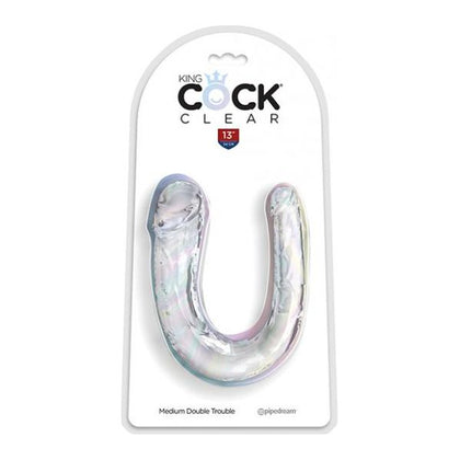 King Cock Clear Medium Double Trouble Dildo - Clear Multi-Partner Double-Ended Pleasure Toy for All Genders - TPE Craftsmanship