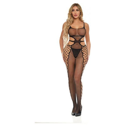 Pink Lipstick Hit The Line Crotchless Mesh Bodystocking (g-string Not Included) Black O/s