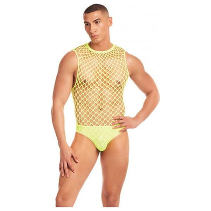 Rainbow Party Full Effect Large Mesh Unitard 2 Pc Set - Yellow S/m - Adult Naughty Store