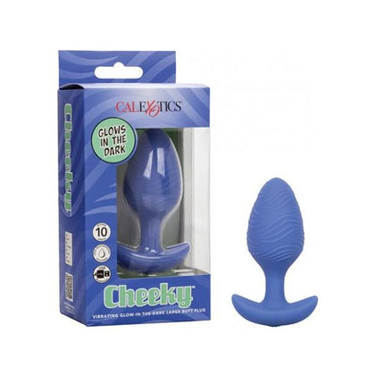 Cheeky Glow In The Dark Vibrating Butt Plug -  Large Blue