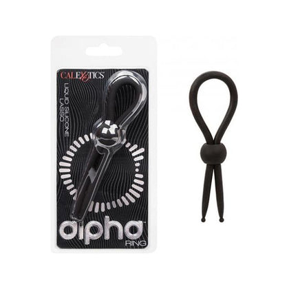 Alpha Liquid Silicone Lasso Cock Ring - Black