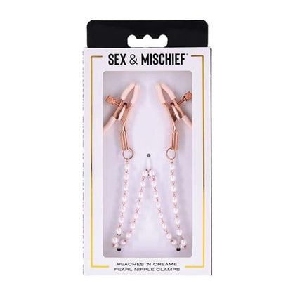 Sex & Mischief Peaches 'n Creame Pearl Nipple Clamps - Adult Naughty Store