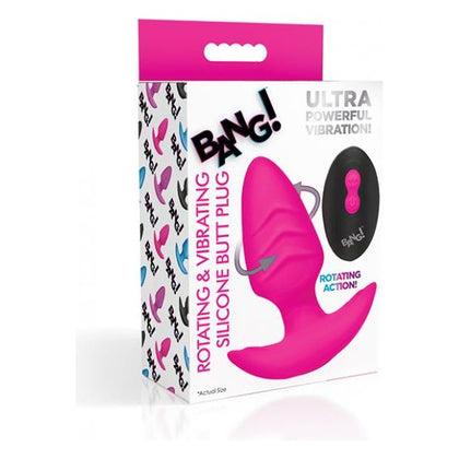 Introducing the Bang! Rotating & Vibrating Tapered Butt Plug W/remote - Model BVP-300 - Unisex - Anal Pleasure - Pink - Adult Naughty Store