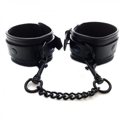 Rouge Leather Ankle Cuffs Black With Black Accessories
