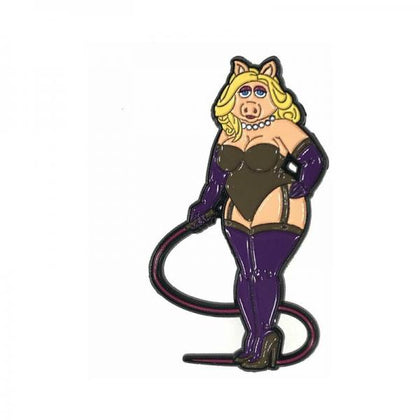 Geeky & Kinky Miss Piggy Whip Pin Soft Enamel Pin with 2 Rubber Backers, for Daring Individuals, Intended for Sensory Play, Pink