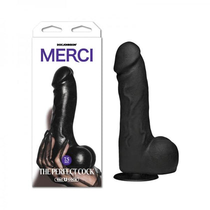 Introducing the Merci The Perfect Cock 7.5in Black ULTRASKYN Suction Cup Dildo for Men, Prostate Stimulation, in Black