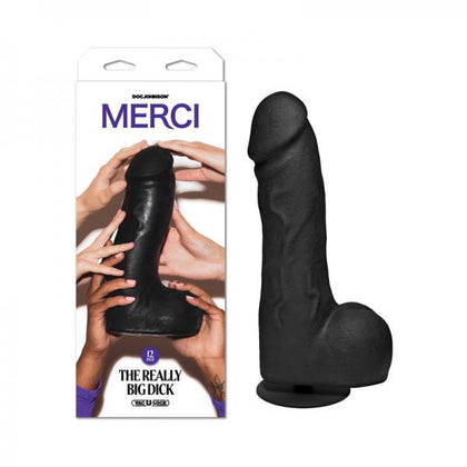 Ultra realistic Merci XL Vac-U-Lock Prostate Stimulator Suction Cup Dildo in Black for Men