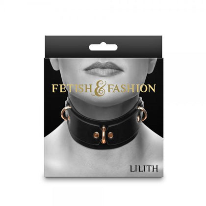 Fetish & Fashion Lilith Collar Black - Adjustable Dom/Sub Neck Restraint with Red Lining for Him & Her