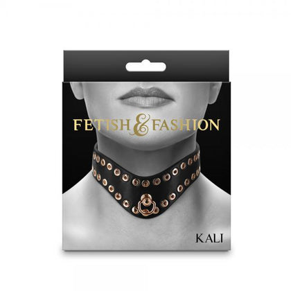 Fetish & Fashion Black Kali Collar 522B BDSM Neck Restraint for Women in Gold & Black