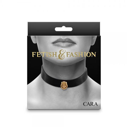 Fetish & Fashion Cara Collar Black PU Buckle Collar with O-Ring - Model FFC-001 - Unisex Bondage Neckwear - Black