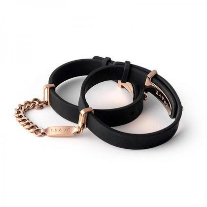 Crave Id Cuffs Black/rose Gold - Adult Naughty Store