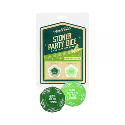 Introducing the Stoner Party Dice by Puff Puff Play: Premium Adults-Only Do or Dare Game for Smoke Sessions in Green and White