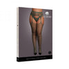 Le Desir Fishnet And Lace Garterbelt Stockings Midnight Green Queen Size - Adult Naughty Store