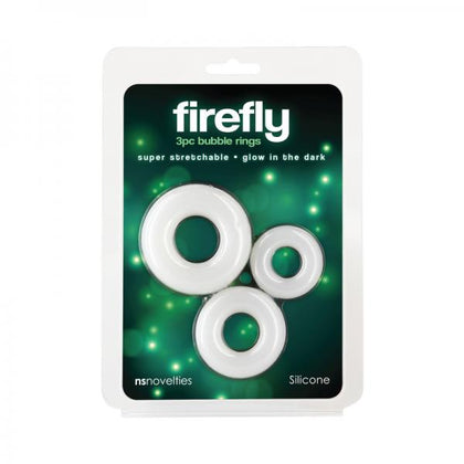 Firefly Bubble Rings 3-Piece Glow-In-The-Dark Cock Ring Kit - Model S3 - Unisex Intimate Enhancer - Seductive White - Adult Naughty Store