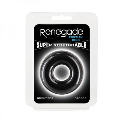 Renegade Liquid Silicone Fireman Ring Large Black - Men's Cock Ring for Enhanced Sensations - Adult Naughty Store