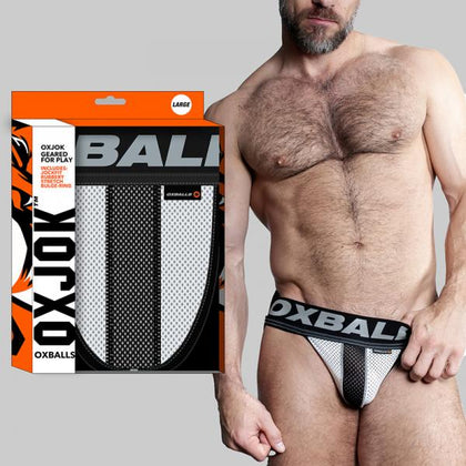 Oxballs Oxjok Airmesh Swagger Slider-strap Jock Ice White S - Adult Naughty Store