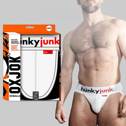 Oxballs Oxjok Hunker Comfy-pouch Slider-strap Jock White Snow S - Adult Naughty Store