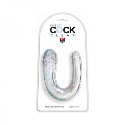 King Cock Clear Double-Ended Dildo - Medium Double Trouble, Unisex, Anal and Vaginal Stimulation, Transparent