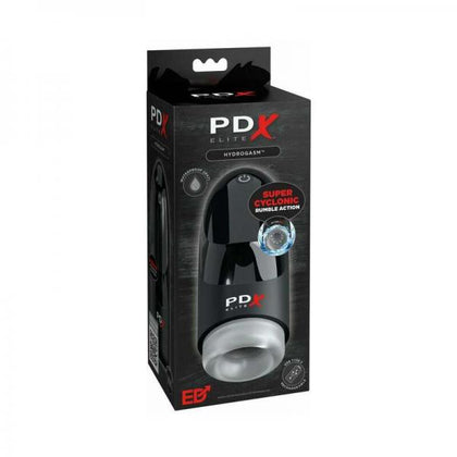 PDX Elite Hydrogasm Cyclonic Vibrating Masturbator - Model HG-01 - Male - Upper Shaft Stimulation - Frosted/Black