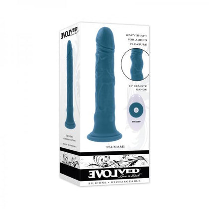 Evolved Tsunami Rechargeable Vibrating Dildo Silicone Teal - Adult Naughty Store