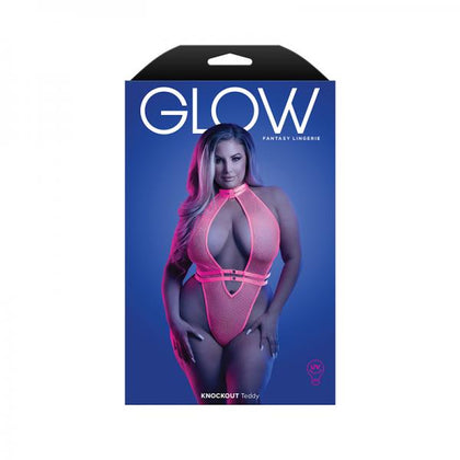 Fantasy Lingerie Glow Knockout Uv Reactive Adjustable Halter G-string Teddy With Hook Closure Queen