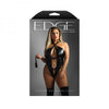 Fantasy Lingerie Edge Croc Embossed Wetlook Crotchless Teddy & Clip-on Mini Flogger Queen Size - Adult Naughty Store