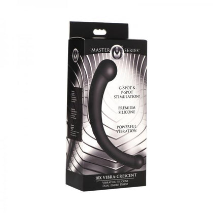 Master Series 10x Vibra-crescent Vibrating Silicone Dual Ended Dildo Black