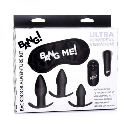 Bang! Backdoor Adventure 3-piece Butt Plug Set, Bullet & Blindfold Kit Black