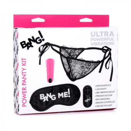 Bang! Power Panty Lace Panties, Bullet, & Blindfold Kit Pink