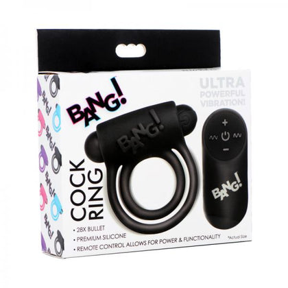 Bang! Silicone Cock Ring & Bullet With Remote Control Black