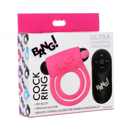 Bang! Silicone Cock Ring & Bullet With Remote Control Pink