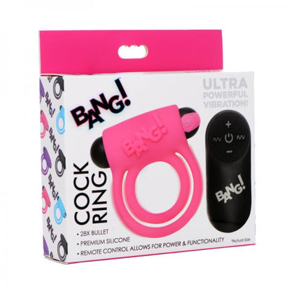 Bang! Silicone Cock Ring & Bullet With Remote Control Pink - Adult Naughty Store