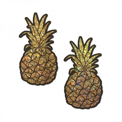 Pastease Pineapple On Glitter Gold Nipple Covers - Adult Naughty Store