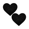 Neva Nude Black Malice Queen Status Plus Size Black Glitter Heart Nipple Pasties - Adult Naughty Store