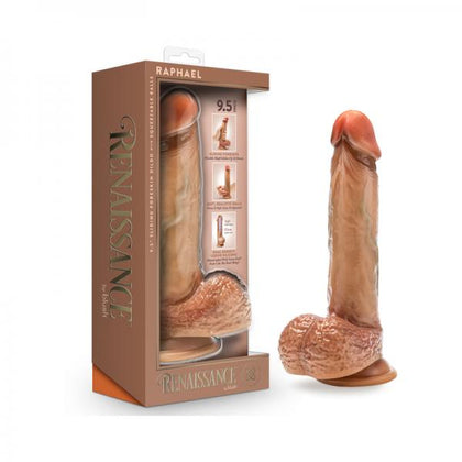 Renaissance Raphael Sliding Foreskin Dildo With Squeezable Balls 9.5 In. Tan - Adult Naughty Store