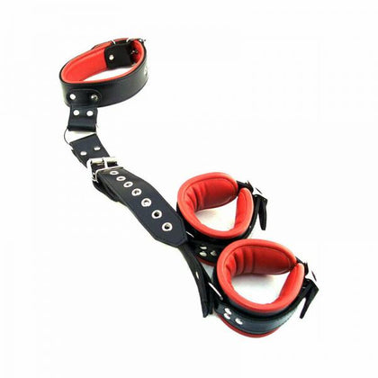 Rouge Leather Neck To Wrist Restraint Black/red - Adult Naughty Store