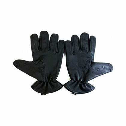 Sultry Seduction Redefined: Rouge Vampire Gloves Black XL with Prickly Metal Points - Adult Naughty Store