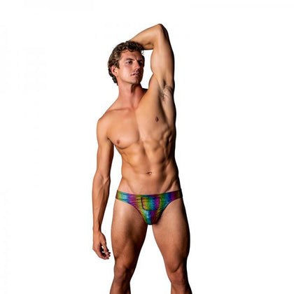 Male Power Pack & Play Thong With Front Condom Pouch Rainbow S/m