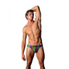 Male Power Pack & Play Thong With Front Condom Pouch Rainbow S/m