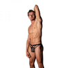 Male Power Love Star Thong With Ring Black S/m