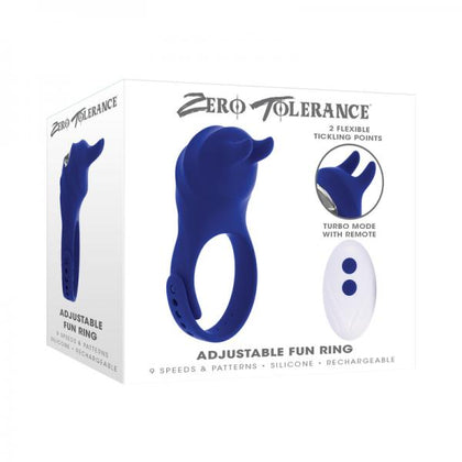 Zero Tolerance Adjustable Fun Ring Rechargeable Vibrating C-ring With Remote Silicone Blue - Adult Naughty Store