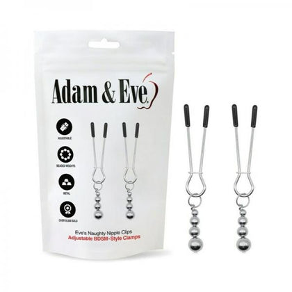 Eve's Seductive Nipple Teasers Silver Metal Adjustable Clamps - Model ST-2021 - Unisex - Nipple Stimulation - Elegant Silver - Adult Naughty Store