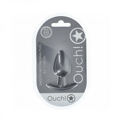 Ouch! Smooth Silicone Anal Plug Medium 3.1 In. Gun Metal