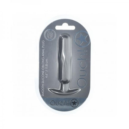 Ouch! Smooth Silicone Oblong Anal Plug 4.6 In. Gun Metal