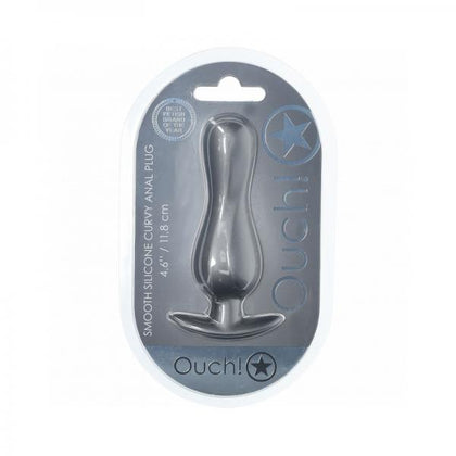 Ouch! Smooth Silicone Curvy Anal Plug 4.6 In. Gun Metal