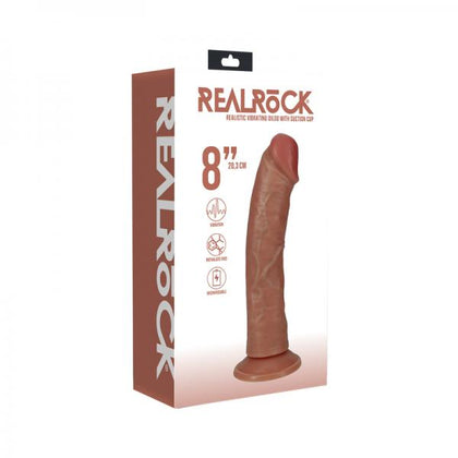 Realrock 8 In. Vibrating Cock Regular Curved Tan