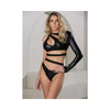 Allure Modern Muse Halter & Panty With Collar Sleeve Wetlook Black L - Hanging