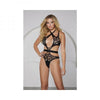 Allure Belle Du Jour Lace Teddy With Long Neck Tie Black M - Hanging